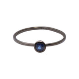 Natural Blue Sapphire Gemstone 925 Sterling Black Rhodium Plated Ring