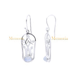 Natural Oval Cut Moonstone Gemstone 925 Sterling Silver Drop Earring
