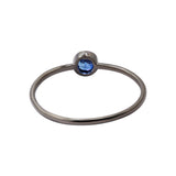 Natural Blue Sapphire Gemstone 925 Sterling Black Rhodium Plated Ring