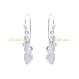 Natural 925 Sterling Silver Pear Cut Moonstone Gemstone Drop Dangle Earring