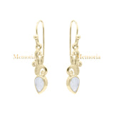 Natural 925 Sterling Silver Pear Cut Moonstone Gemstone Drop Dangle Earring