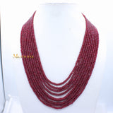 9 Line Round Smooth Shaped Natural Ruby Spiritual Healing Gemstone Beads Strand Necklace