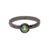 Natural Green Sapphire Gemstone 925 Silver Black Rhodium Plated Hammered Ring