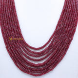 9 Line Round Smooth Shaped Natural Ruby Spiritual Healing Gemstone Beads Strand Necklace