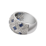 925 Sterling Silver Natural Blue Sapphire Gemstone and Diamond Ring