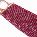 9 Line Round Smooth Shaped Natural Ruby Spiritual Healing Gemstone Beads Strand Necklace