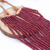 9 Line Round Smooth Shaped Natural Ruby Spiritual Healing Gemstone Beads Strand Necklace
