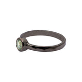Natural Green Sapphire Gemstone 925 Silver Black Rhodium Plated Hammered Ring