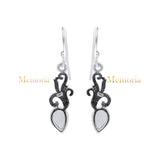 Natural 925 Sterling Silver Pear Cut Moonstone Gemstone Drop Dangle Earring