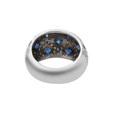 925 Sterling Silver Natural Blue Sapphire Gemstone and Diamond Ring