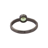 Natural Green Sapphire Gemstone 925 Silver Black Rhodium Plated Hammered Ring
