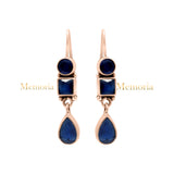 Lab Created Blue Sapphire Gemstone 925 Sterling Silver Drop Earring