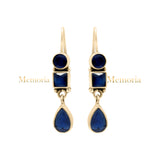 Lab Created Blue Sapphire Gemstone 925 Sterling Silver Drop Earring