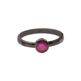 Natural Ruby Gemstone Black Rhodium Plated 925 Silver Hammered ring