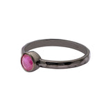 Natural Ruby Gemstone Black Rhodium Plated 925 Silver Hammered ring
