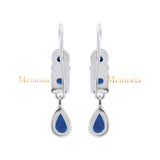 Lab Created Blue Sapphire Gemstone 925 Sterling Silver Drop Earring