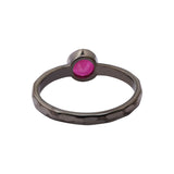 Natural Ruby Gemstone Black Rhodium Plated 925 Silver Hammered ring