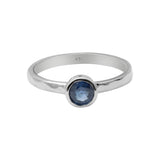 925 Sterling Silver Natural Blue Sapphire Gemstone Hammered Ring