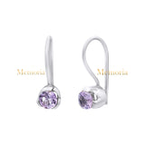 Natural Amethyst Gemstone 925 Sterling Silver Gold Plated Drop Earring