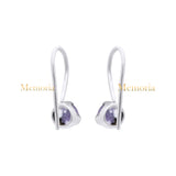 Natural Amethyst Gemstone 925 Sterling Silver Gold Plated Drop Earring