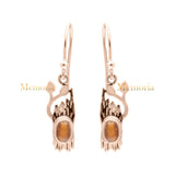 Natural Tiger Eye Gemstone 925 Sterling Silver Drop Earring