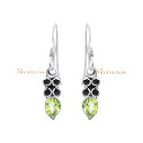 Natural Peridot Gemstone 925 Sterling Silver Drop Dangle Earring
