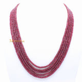 Buy 5 Line Round Smooth Shaped Natural Ruby Spiritual Healing Gemstone Beads Strand Necklace