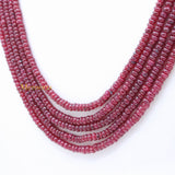 Buy 5 Line Round Smooth Shaped Natural Ruby Spiritual Healing Gemstone Beads Strand Necklace