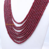 Buy 9 Line Round Smooth Shaped Natural Ruby Spiritual Healing Gemstone Beads Strand Necklace