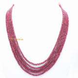 7 Line Round Smooth Shaped Natural Ruby Spiritual Healing Gemstone Beads Strand Necklace