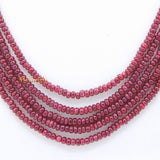 7 Line Round Smooth Shaped Natural Ruby Spiritual Healing Gemstone Beads Strand Necklace