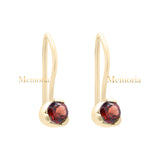 Natural Garnet Round Gemstone 925 Sterling Silver Drop Dangle Earring