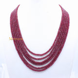 Certified 6 Line Round Smooth Shaped Natural Ruby Spiritual Healing Gemstone Beads Strand Necklace