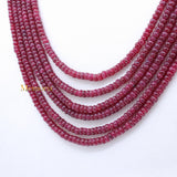 Certified 6 Line Round Smooth Shaped Natural Ruby Spiritual Healing Gemstone Beads Strand Necklace