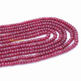 Certified 6 Line Round Smooth Shaped Natural Ruby Spiritual Healing Gemstone Beads Strand Necklace