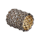 Cocktail Natural Diamond 925 Sterling Silver Gold Plated Band Ring