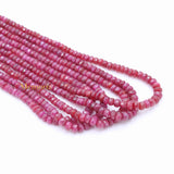 Certified 5 Line Round Shaped Natural Ruby Spiritual Healing Faceted Gemstone Beads Strand Necklace