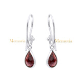 Natural Garnet Gemstone Pear Cut 925 Sterling Silver Drop Earring