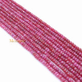 Certified 5 Line Round Shaped Natural Ruby Spiritual Healing Faceted Gemstone Beads Strand Necklace