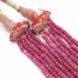 Certified 5 Line Round Shaped Natural Ruby Spiritual Healing Faceted Gemstone Beads Strand Necklace