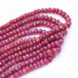 Certified 5 Line Round Shaped Natural Ruby Spiritual Healing Faceted Gemstone Beads Strand Necklace