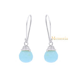 Natural Chalcedony Gemstone 925 Sterling Silver Drop Earring