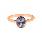 Natural Tanzanite Gemstone 925 Sterling Silver Rose Gold Plated Ring