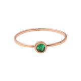 Natural Round Cut Emerald Gemstone 925 Sterling Silver Rose Gold Plated Ring