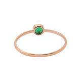 Natural Round Cut Emerald Gemstone 925 Sterling Silver Rose Gold Plated Ring