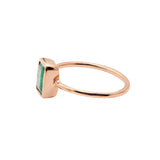 Natural Rectangle Shaped Emerald Gemstone 925 Sterling Silver Rose Gold Plated Ring