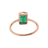 Natural Rectangle Shaped Emerald Gemstone 925 Sterling Silver Rose Gold Plated Ring