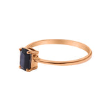 925 Sterling Silver Black Spinel Gemstone Rose Gold Plated Ring