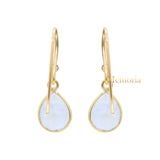Natural Pear Cut Moonstone Gemstone 925 Sterling Silver Designer Drop Earring