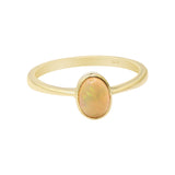 Oval Shaped Natural Opal Gemstone 925 Sterling Silver Gold Plated Ring